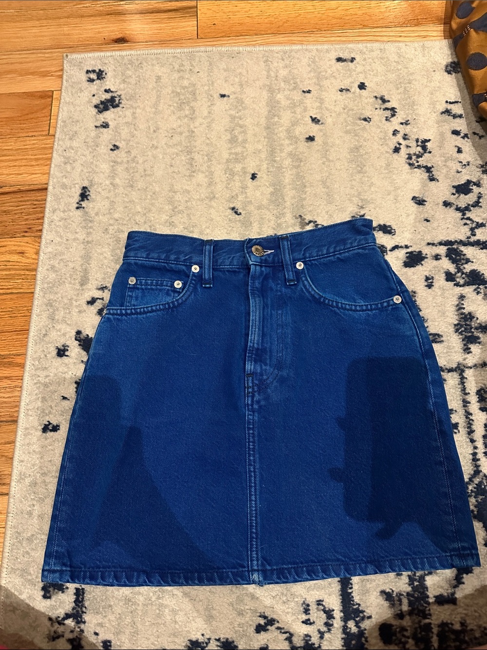 Helmut Lang Deep Blue Denim A-Line Skirt